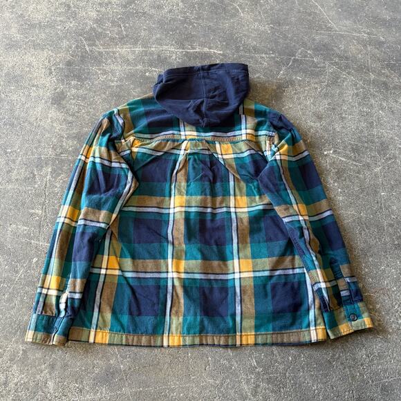 Eddie Bauer Flannel Hooded Jacket Womens S Blue Plaid Button Up Pockets Outdoor - Picture 4 of 9